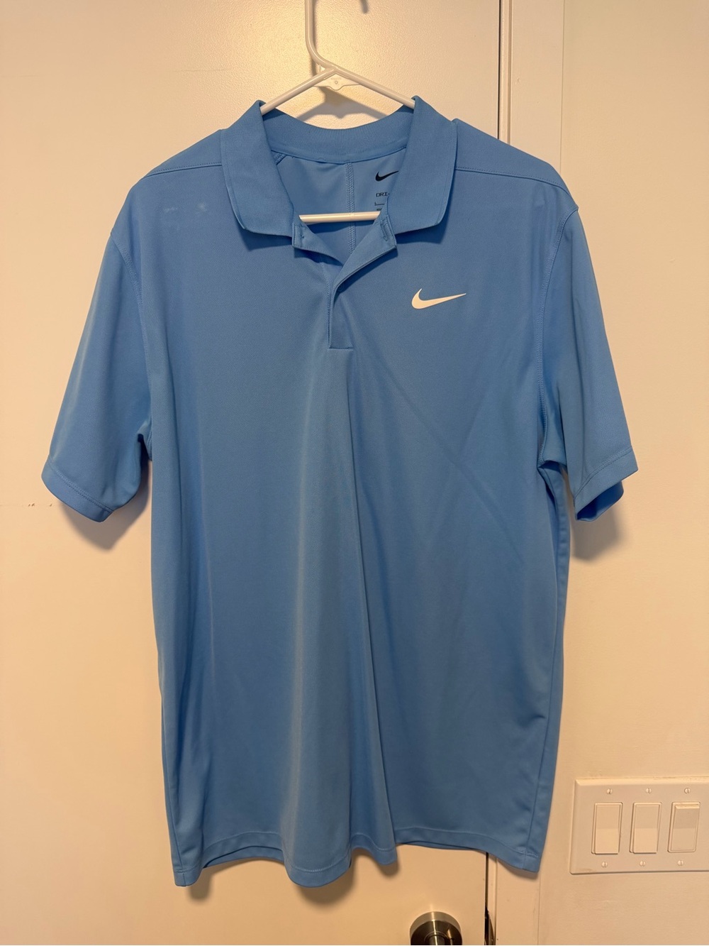 Nike Men’s Sky Blue Dri-FIT Polo with White Swoosh